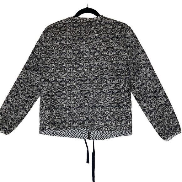 Tribal Mixed Print Quilted Cotton Lagenlook Retro Boxy Jacket Size M - Picture 2 of 15